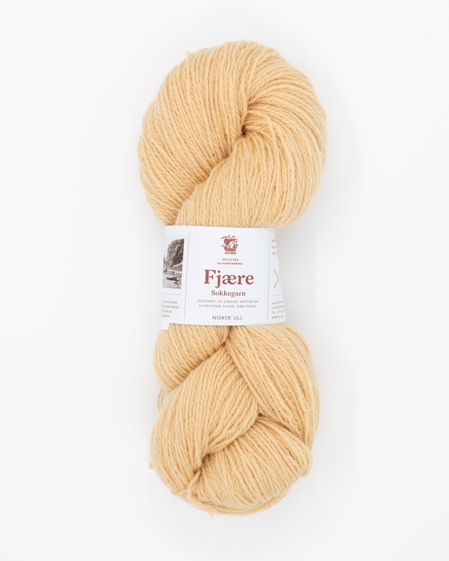566 Ferskengul Fjære Sokkegarn Hillesvåg Ullvarefabrikk