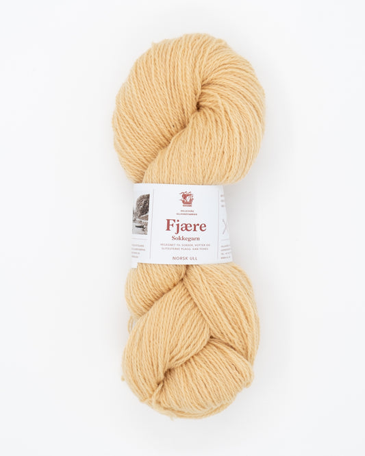 566 Ferskengul Fjære Sokkegarn Hillesvåg Ullvarefabrikk