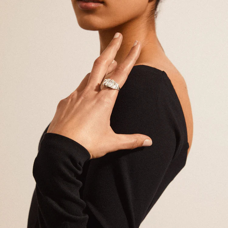 WILLPOWER resirkulert skulpturell ring sølvbelagt Pilgrim