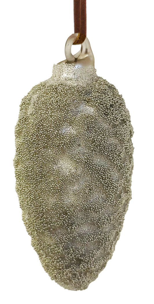 Glasskongle i antikk hvit 7cm Jul ShiShi