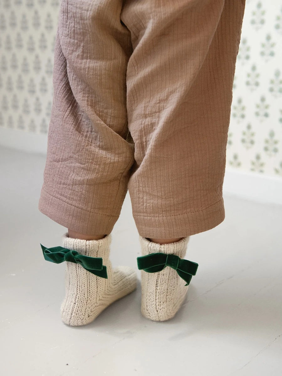 2501-07 Bow Socks Junior Papir Enkeltoppskrift Sandnes Garn